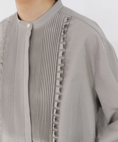 tuck frill flare shirt